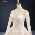 Jancember RSM67060 long sleeve sequin ball gown crystal wedding dress